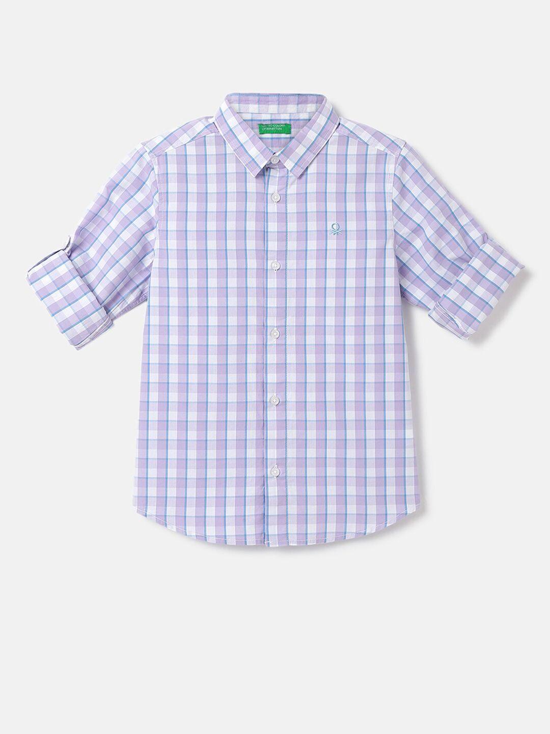 united colors of benetton boys checked cotton casual shirt