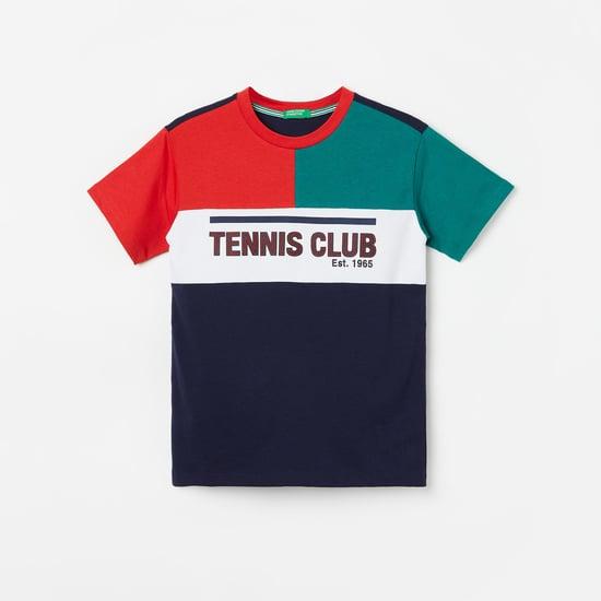 united colors of benetton boys colourblock round neck t-shirt