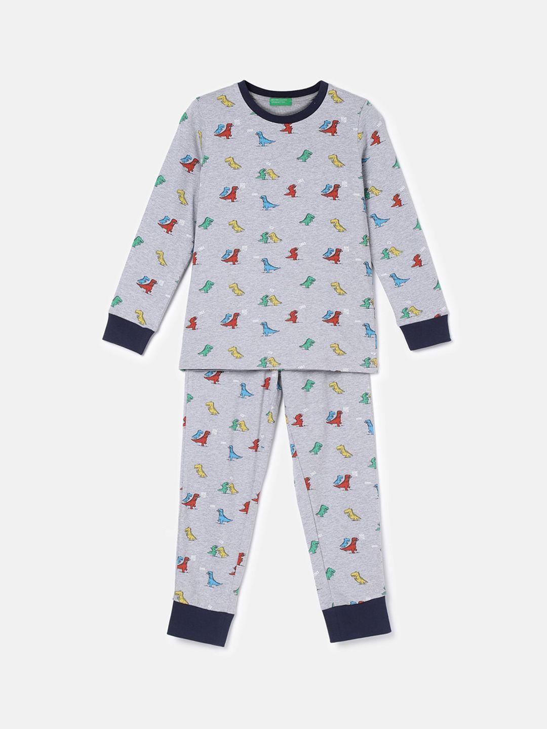 united colors of benetton boys conversational printed pure cotton night suit