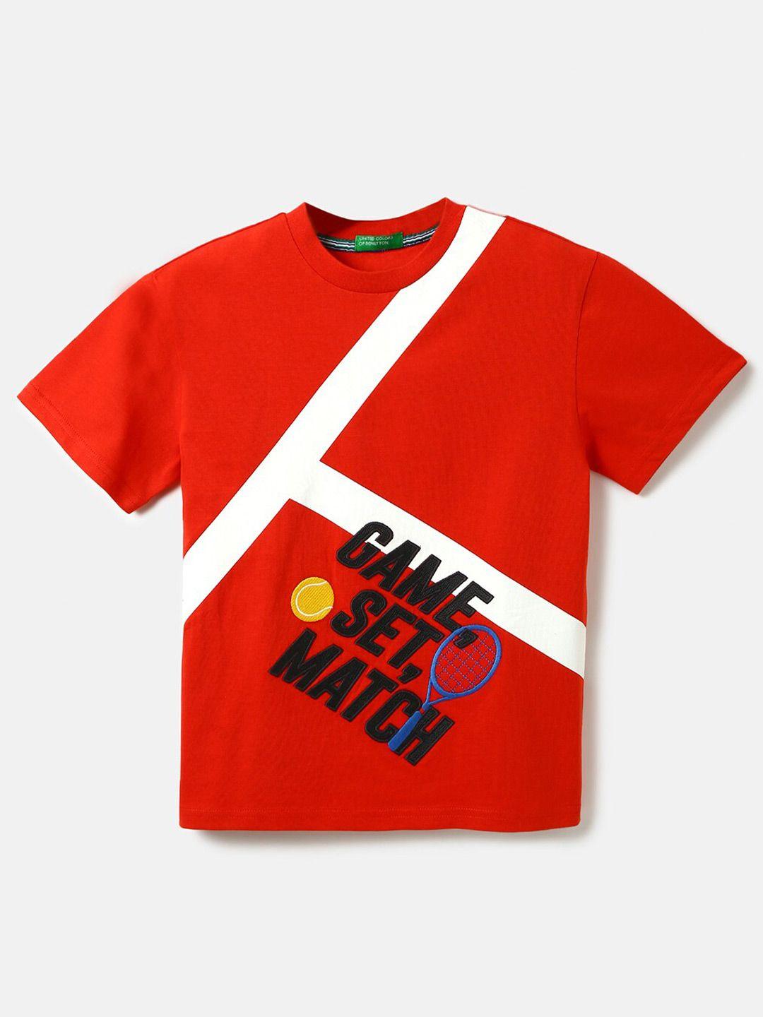 united colors of benetton boys cotton typography printed t-shirt