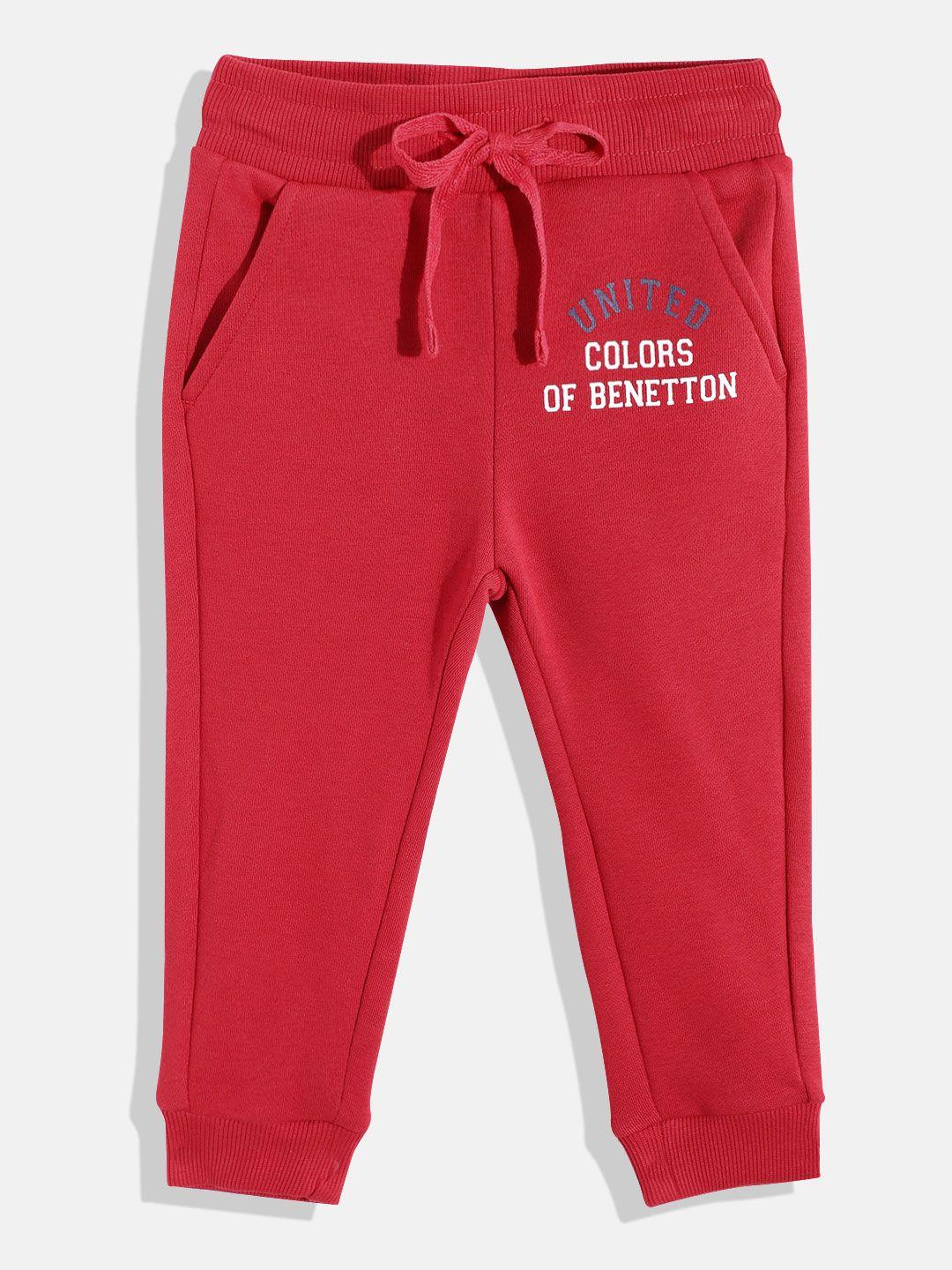 united colors of benetton boys mid-rise brand logo printed joggers