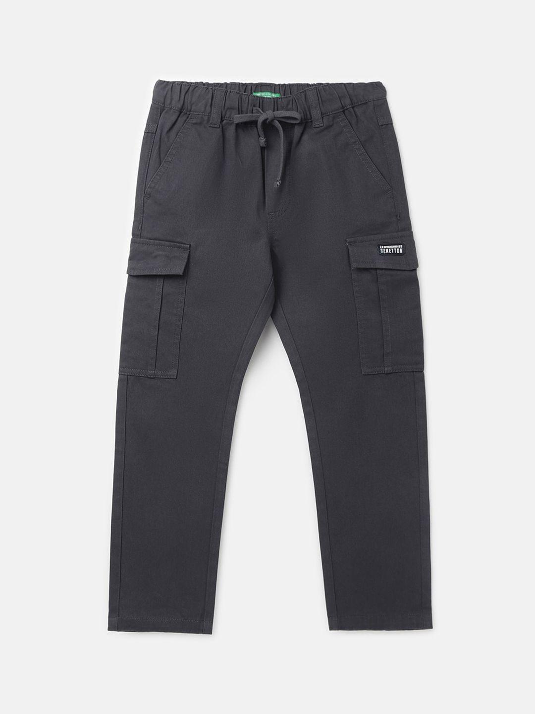 united colors of benetton boys mid-rise cotton cargos trousers