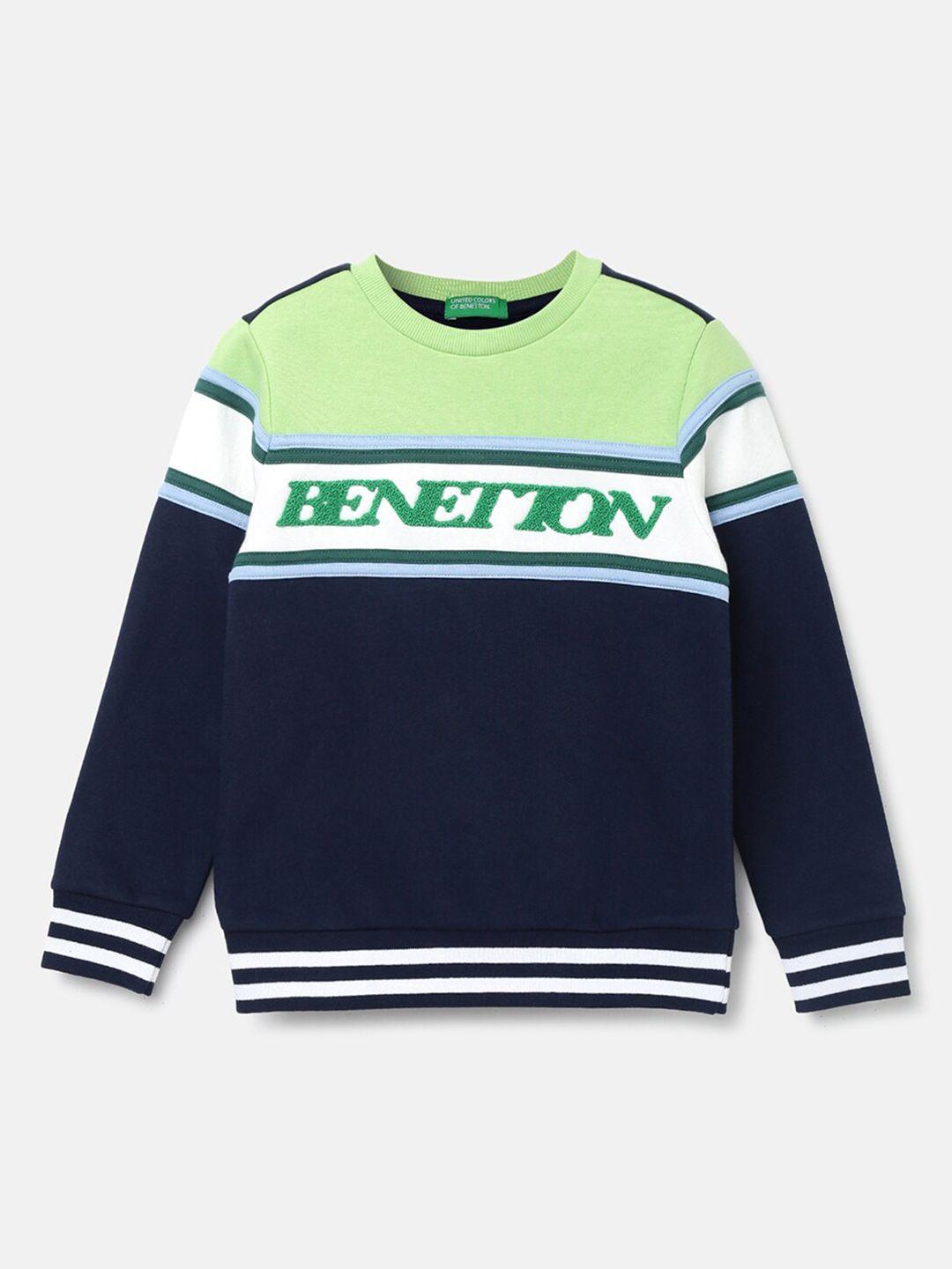 united colors of benetton boys navy blue printed sweatshirt