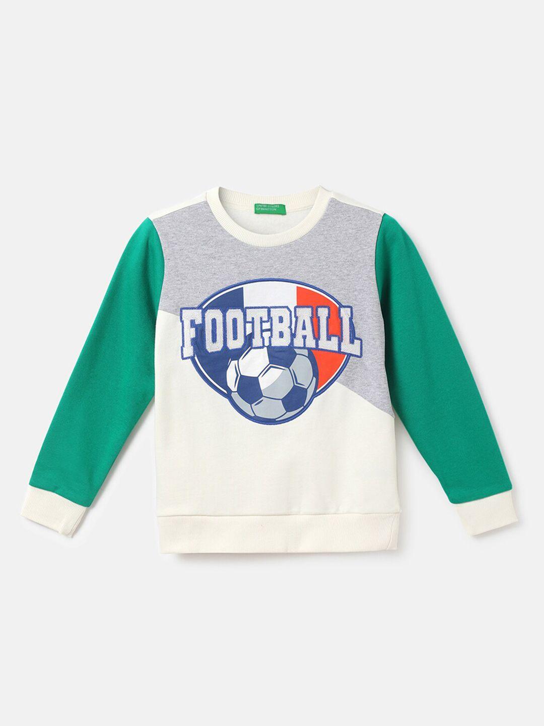 united colors of benetton boys off white colourblocked sweatshirt