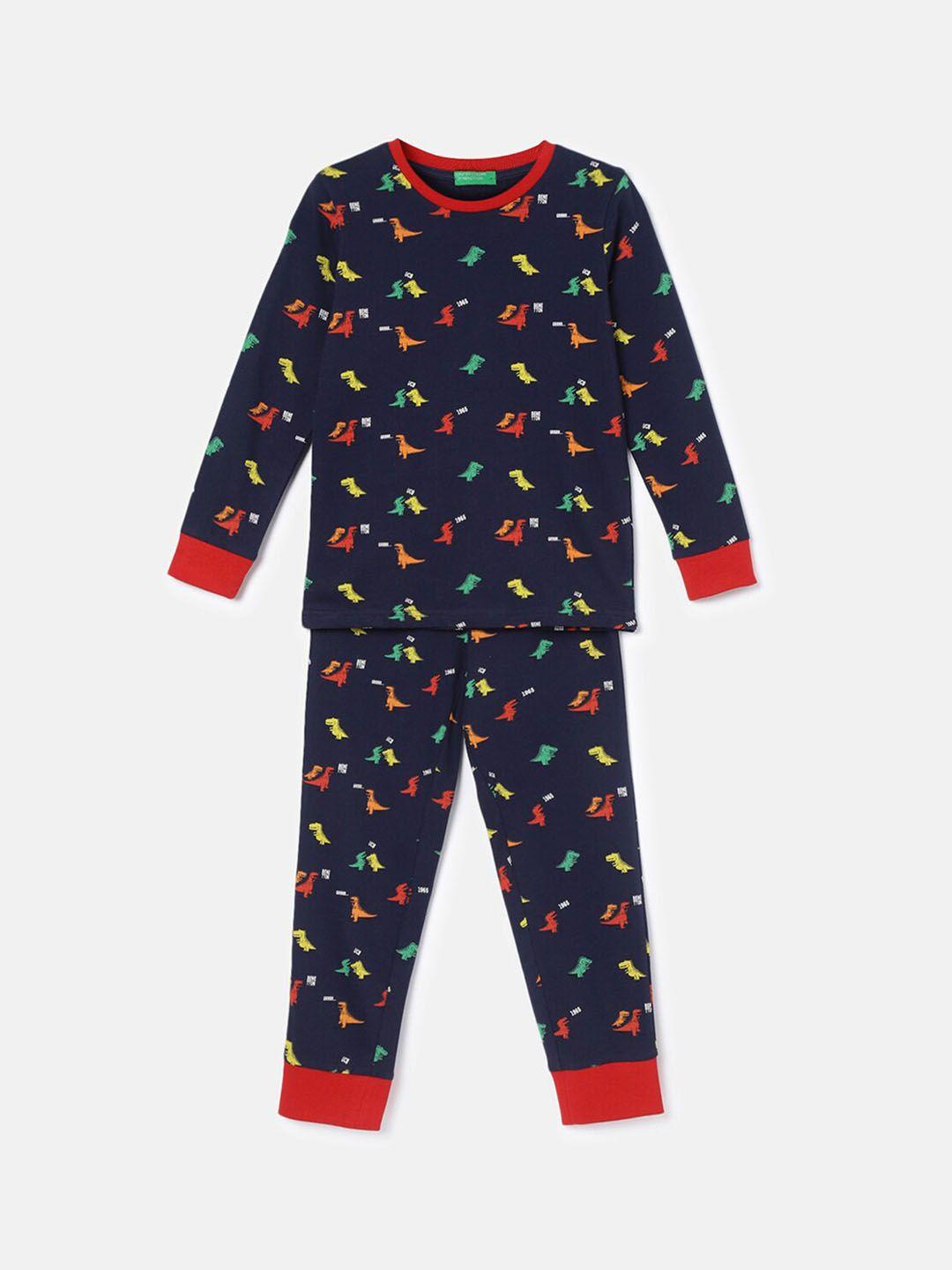 united colors of benetton boys printed pure cotton clothing set