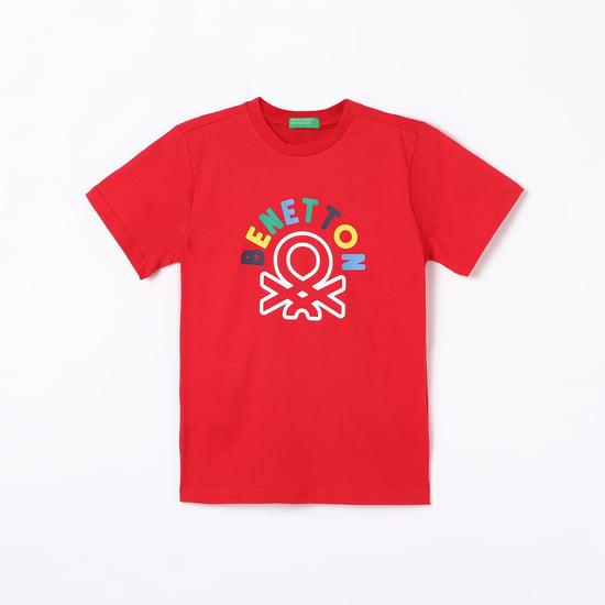 united colors of benetton boys printed round neck t-shirt