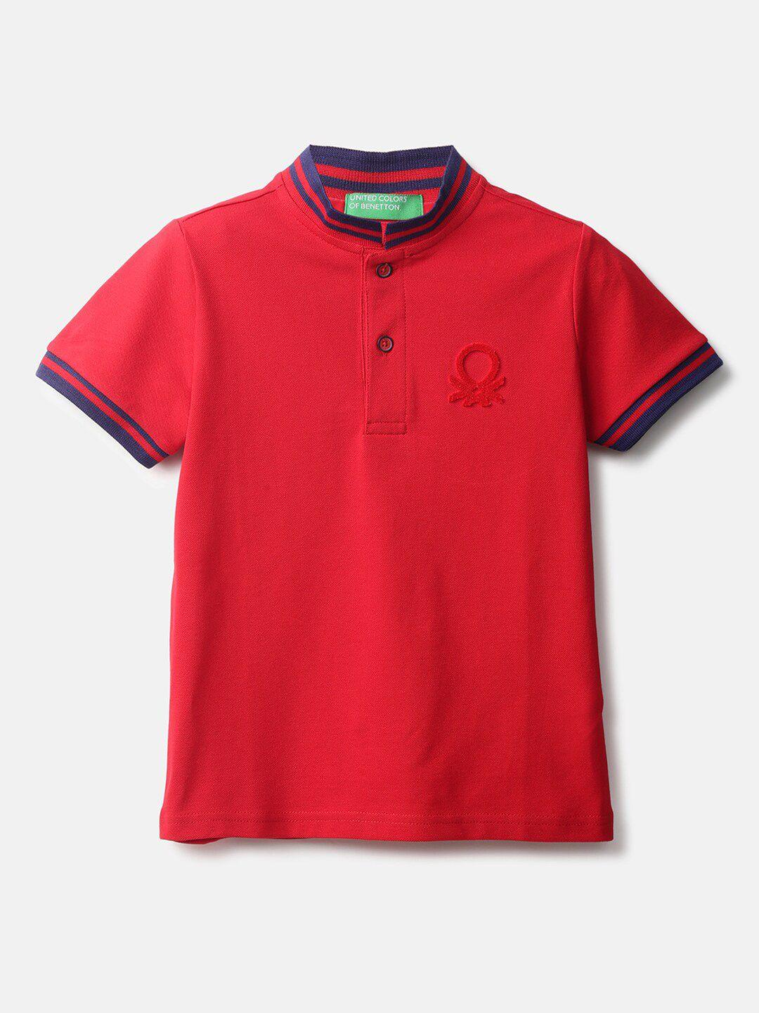 united colors of benetton boys red & blue henley neck t-shirt