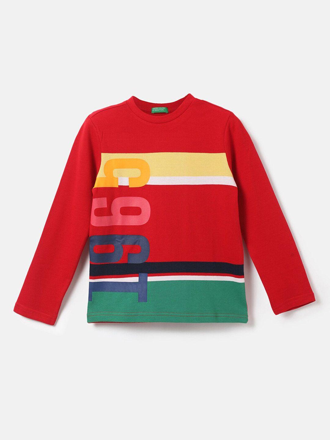 united colors of benetton boys red & yellow colourblocked t-shirt