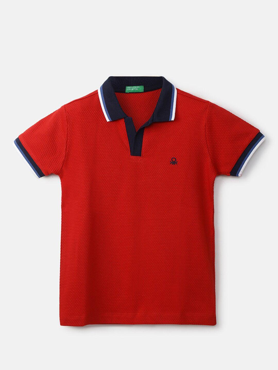 united colors of benetton boys red polo collar t-shirt