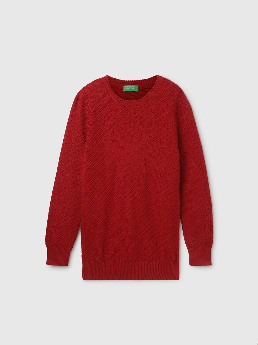 united colors of benetton boys red striped pullover