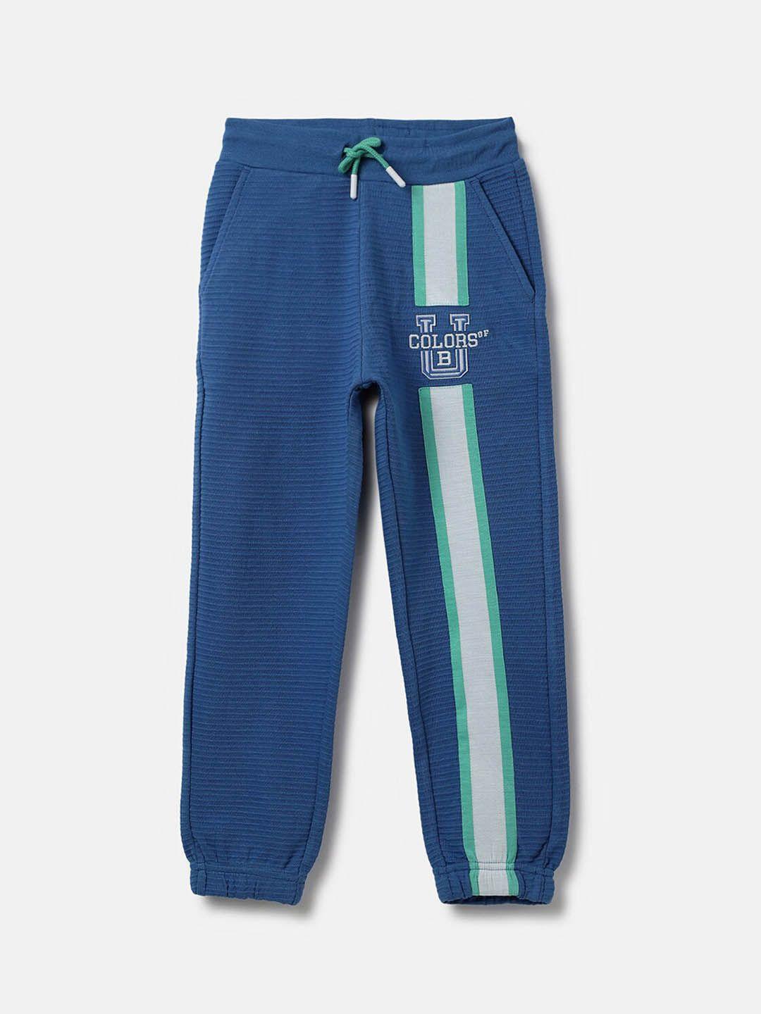 united colors of benetton boys ribbed & striped cotton joggers