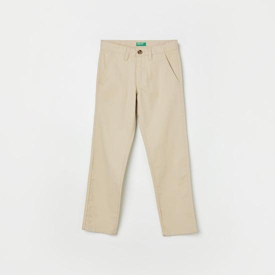 united colors of benetton boys slim fit flat front trousers