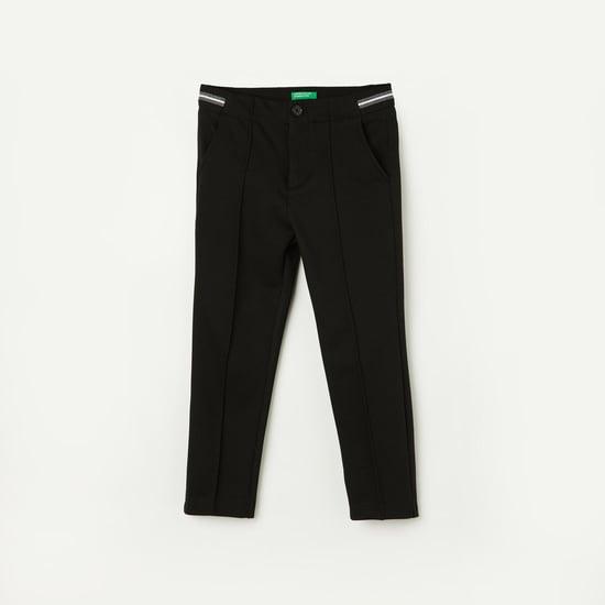 united colors of benetton boys solid panelled regular fit trousers