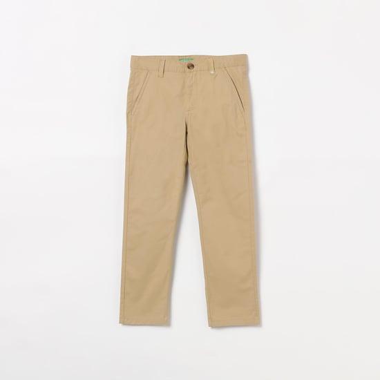 united colors of benetton boys solid slim fit casual trousers