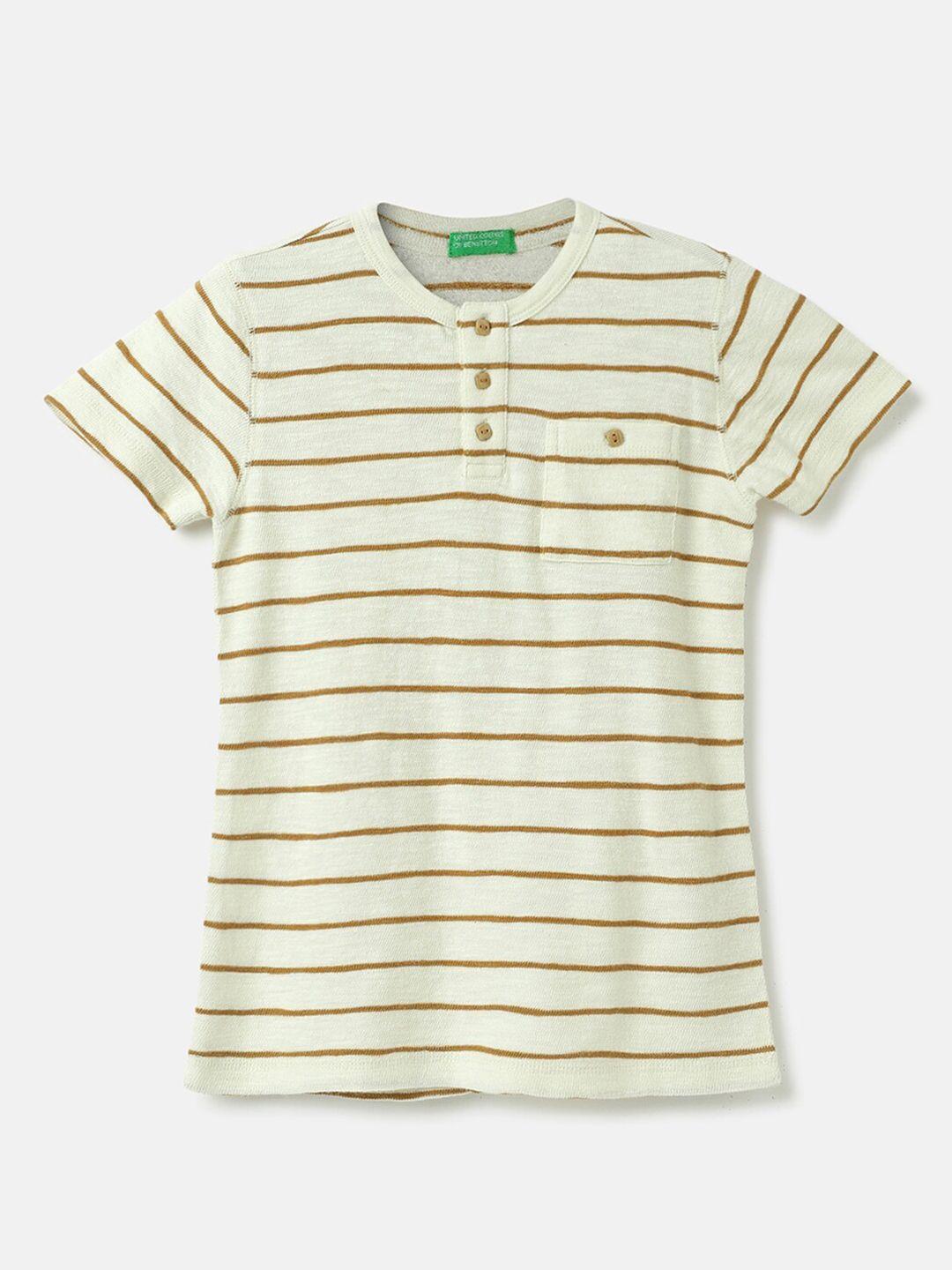 united colors of benetton boys striped henley neck cotton t-shirt