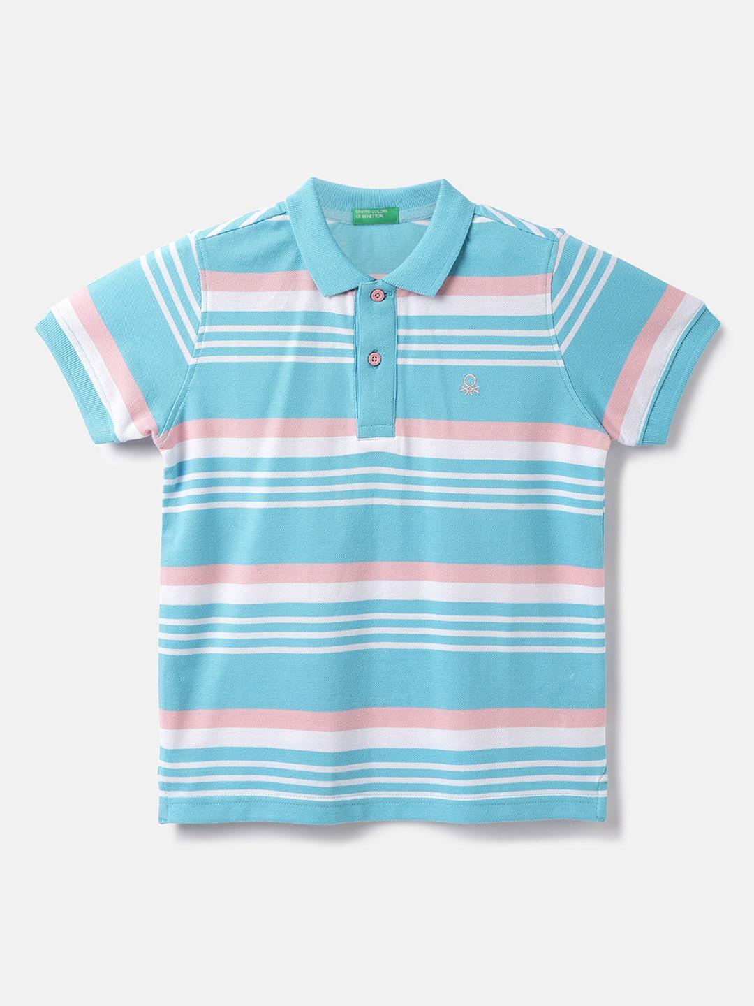 united colors of benetton boys striped polo collar cotton t-shirt