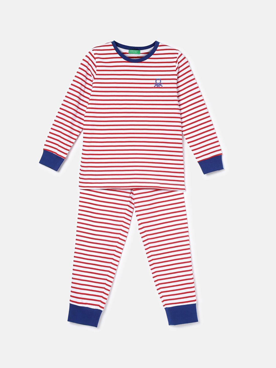 united colors of benetton boys striped pure cotton night suit