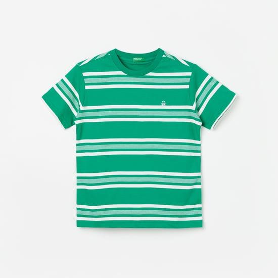 united colors of benetton boys striped round neck t-shirt
