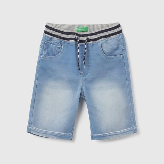 united colors of benetton boys striped waist denim shorts