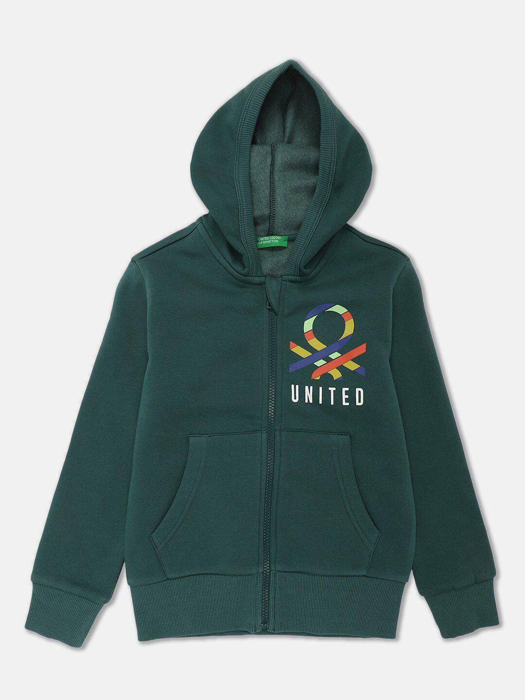 united colors of benetton boys teal hooded sweatshirt