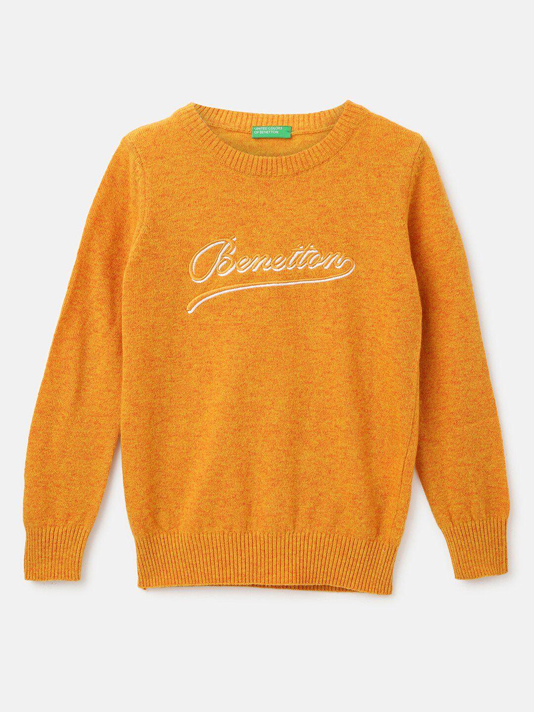 united colors of benetton boys typography embroidered pullover sweater