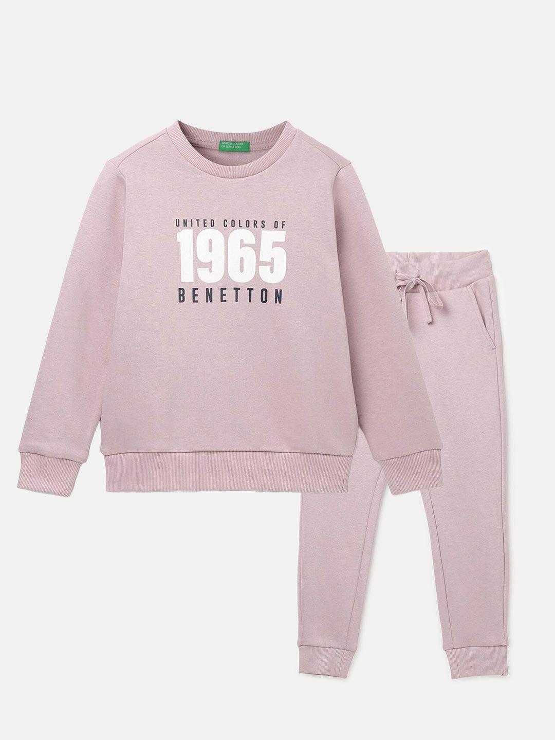 united colors of benetton boys typography printed sweatshirt and joggers