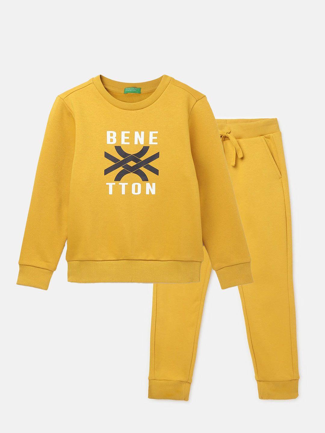 united colors of benetton boys typography printed sweatshirt and joggers