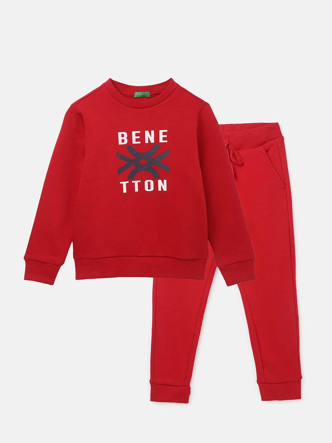 united colors of benetton boys typography printed sweatshirt and joggers