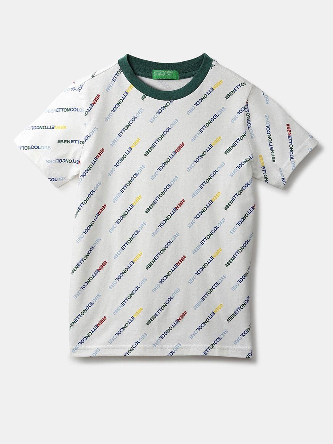 united colors of benetton boys white printed t-shirt