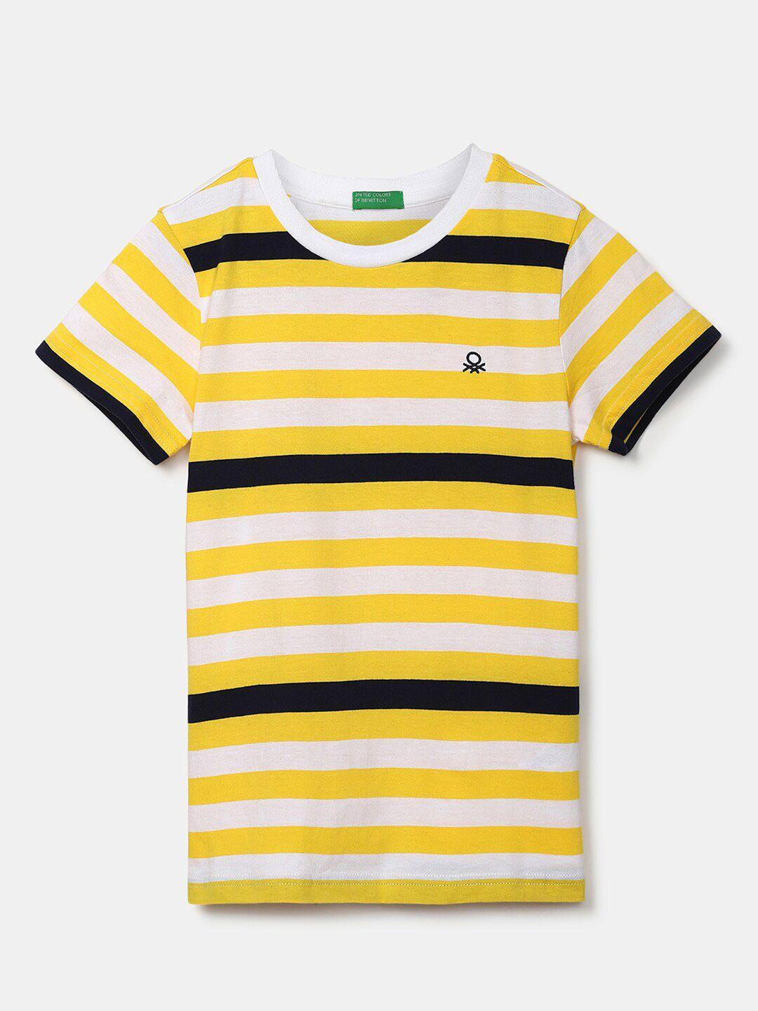 united colors of benetton boys yellow striped t-shirt