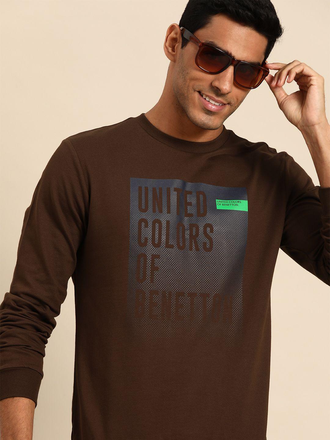 united colors of benetton brand logo printed pure cotton sweatshirt