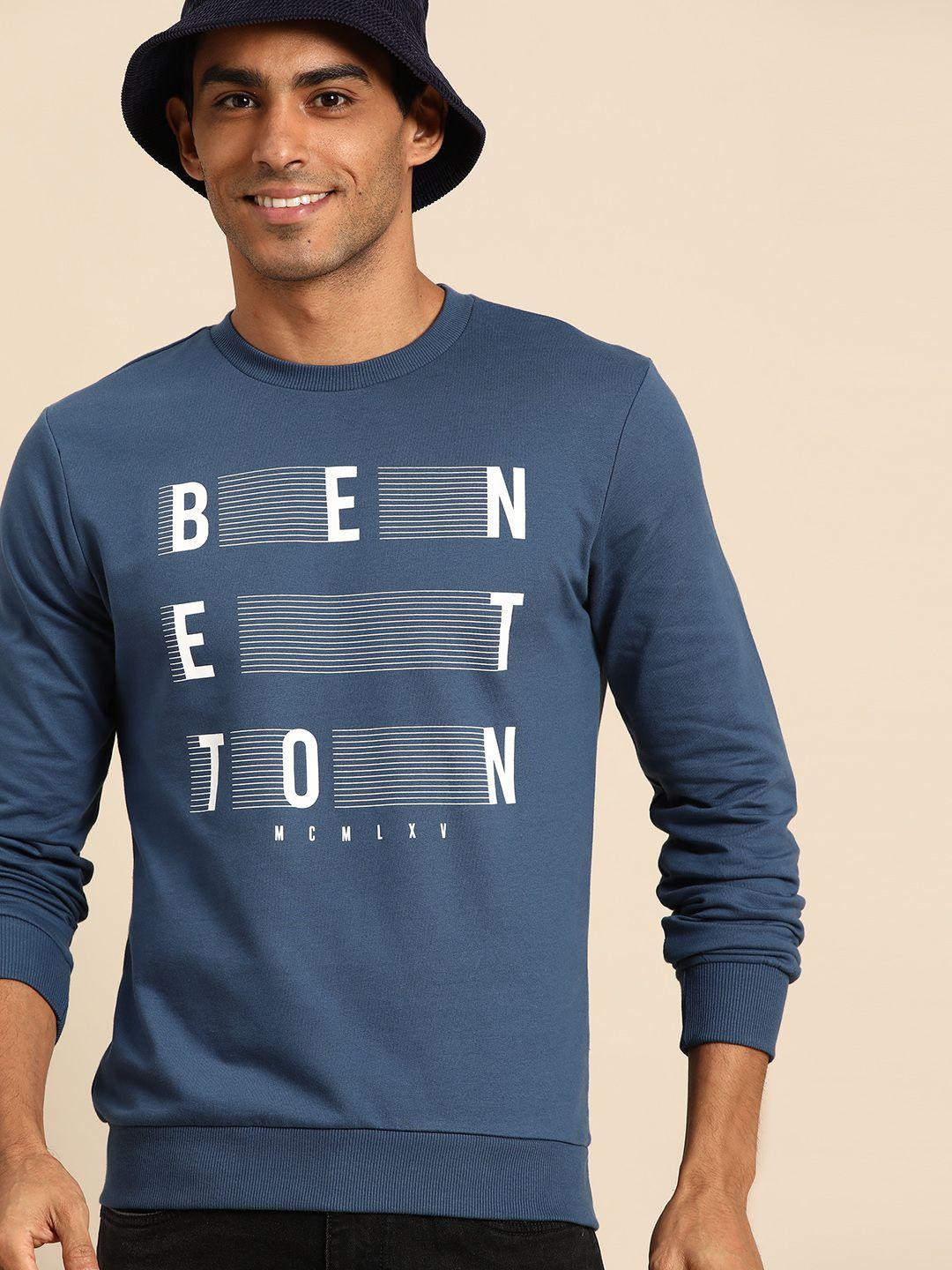 united colors of benetton brand logo printed pure cotton sweatshirt