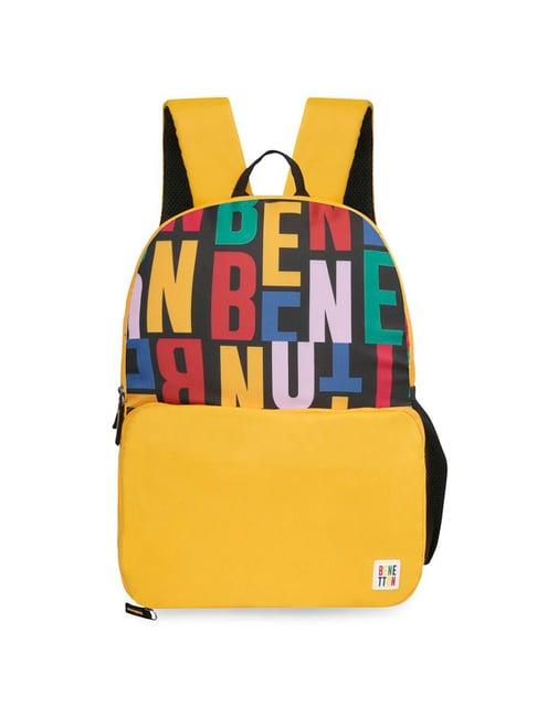 united colors of benetton breeze yellow polyester printed backpack