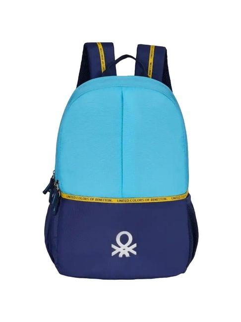 united colors of benetton cairate light blue & dark blue solid backpack