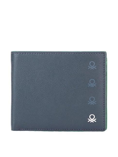 united colors of benetton caspian navy casual leather bi-fold wallet for men