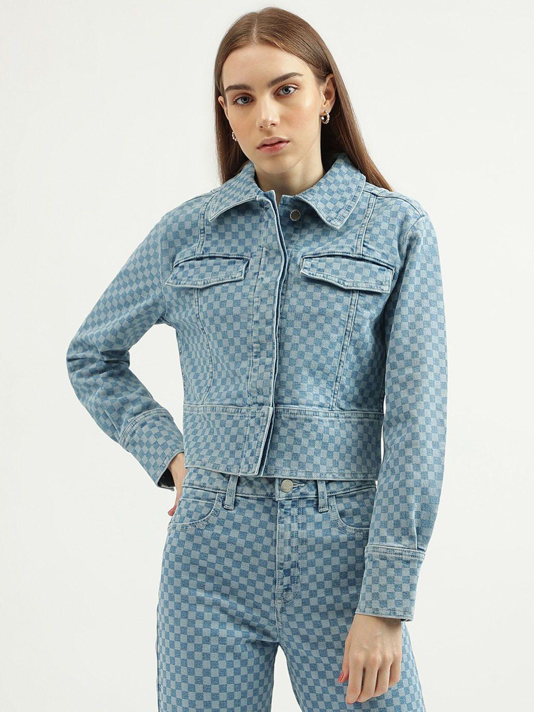 united colors of benetton checked denim jacket