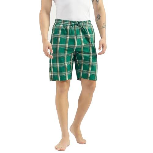 united colors of benetton checkered regular fit shorts (size: l)-23a4popc00b1i903 green