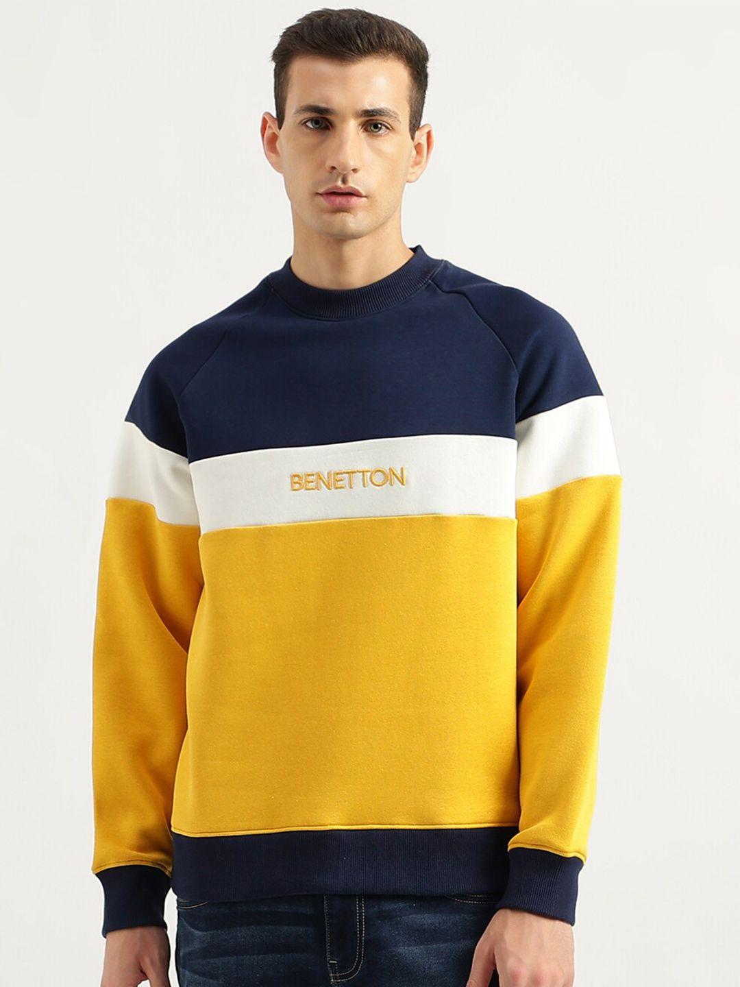 united colors of benetton colourblocked cotton pullover