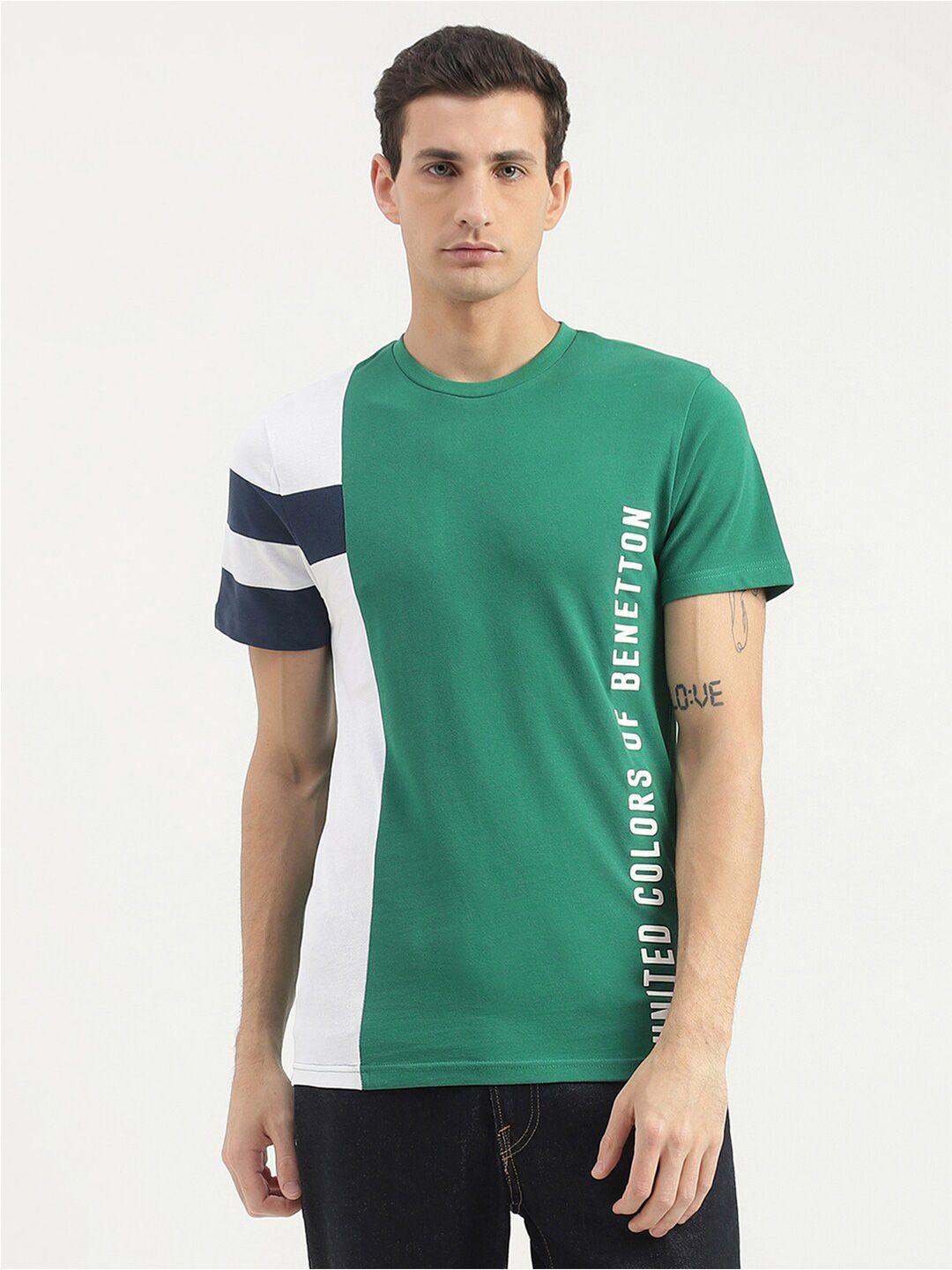 united colors of benetton colourblocked cotton t-shirt