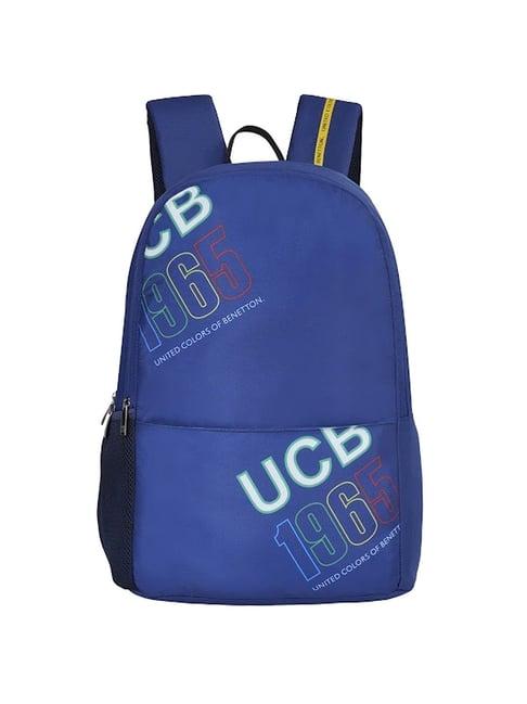 united colors of benetton cosenza blue polyester solid laptop backpack - 19 ltrs