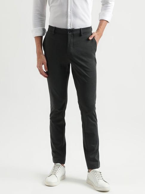 united colors of benetton dark grey slim fit flat front trousers