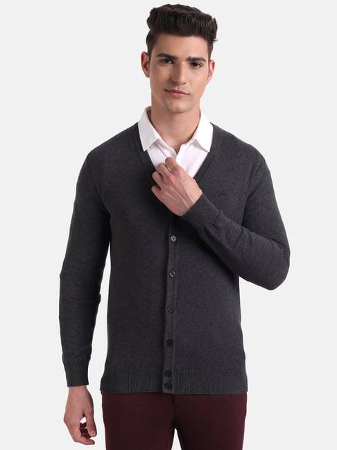 united colors of benetton dark grey v neck cardigan