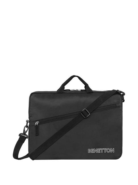 united colors of benetton edgar black medium laptop messenger bag