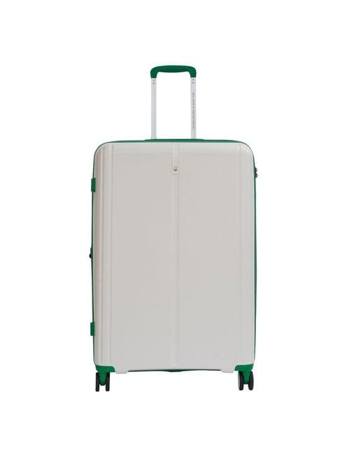 united colors of benetton emerald white textured hard medium trolley bag - 65.5 cm