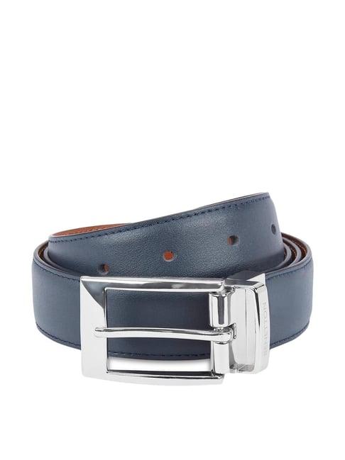 united colors of benetton fredrico navy & tan leather reversible belt for men