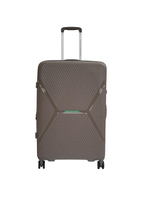 united colors of benetton galaxy brown textured hard cabin trolley bag - 55 cm