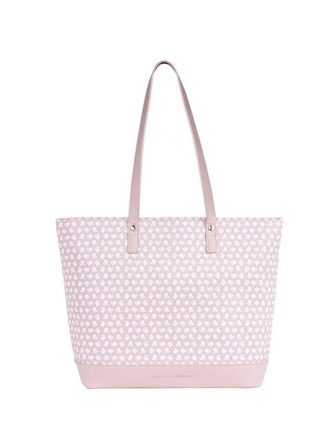united colors of benetton genesis pink pu printed tote handbag
