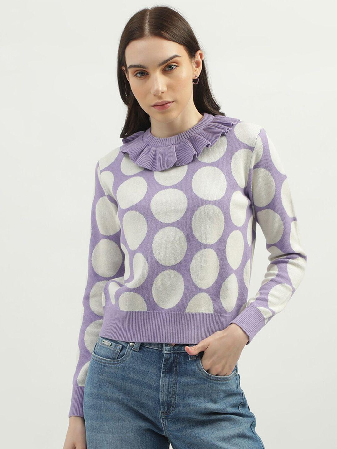 united colors of benetton geometric printed ribbed cotton pullover