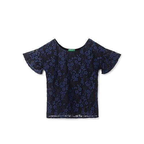 united colors of benetton girl's regular fit round neck floral top (size: 8-9 years)-23a5chinla07i016 navy blue