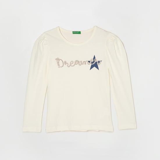 united colors of benetton girls embellished long sleeve top